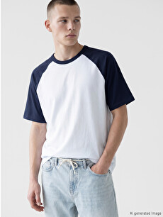 XSIDE Crew Neck Jersey Raglan Sleeve Men's T-shirt - S6JJ26Z8-ZUL