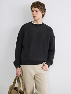 The BONEZ Crew Neck black XXLサイズ XSIDE Crew Neck Embossed Knit Sweater - S6JN86Z8-HZX | LC Waikiki