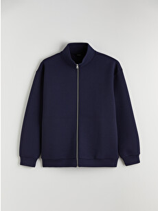 ネイビー XSIDE Relaxed Fit Mock Neck Men's Zip-Up Sweatshirt - S6JS32Z8-J2Y