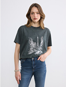 LCW Vision Tricou Antracit Femeie - S6JT42Z8-DC4 | LC Waikiki