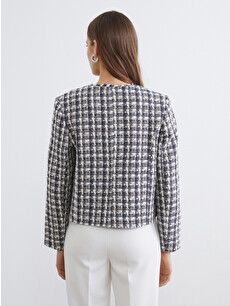 LCW STUDIO Collarless, plaid tweed jacket for women. - S6KD32Z8
