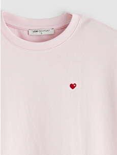 LCW Comfort Soft Touch Women's T-shirt With Heart Embroidery
