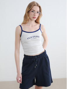 【希少】Y-3 DRAWSTRING LONG TANK ユニセックス Lサイズ XSIDE Spaghetti Strap Palm Springs Printed Women's Crop - S6L235Z8
