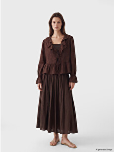 LCW Modest Waisted Zippered Ruched Skirt - S6LH65Z8-ZZ0 | LC Waikiki