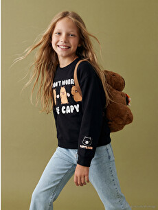 LCW Kids Printed Girls' Thick Sweatshirt - S6LK26Z4-CVL | LC Waikiki