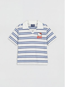 WAAC x Hello Kitty ポロシャツ ホワイト LCW Kids V Neck Hello Kitty Printed Girls' T-shirt - S6M182Z4-SZ5
