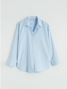 LCW Vision Striped Oversized Oxford Women's Shirt - S6M519Z8-LEN
