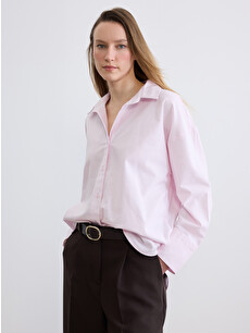LCW Vision Striped Oversized Oxford Women's Shirt - S6M519Z8-LHK