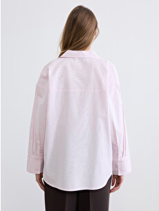 LCW Vision Striped Oversized Oxford Women's Shirt - S6M519Z8-LHK