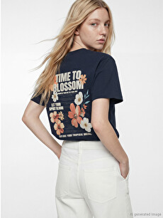 XSIDE Crew Neck Printed Women's T-shirt - S6MG13Z8-2D8 | LC Waikiki