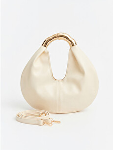 LCW ACCESSORIES Women's Shoulder Bag with Metal Handle in Leather