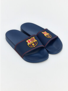 ラヴィ FC柄サテン地ネイビー&レッド LCW STEPS Barcelona Printed Boys' Sliders - S6MK26Z4-CRP | LC Waikiki