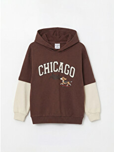 LCW Kids Chicago Print Boys' Thick Hoodie Sweatshirt - S6NF22Z1