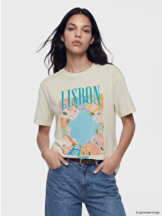 LCW Vision Oversize 100% Cotton Women's T-shirt - S6NL34Z8-FDJ
