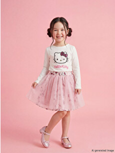 LCW Kids Hello Kitty Printed Girls' T-shirt And Tulle Skirt