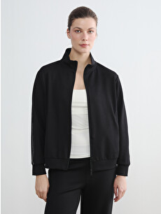 LCWAIKIKI Classic Mock Neck Striped Detail Women's Zip-up