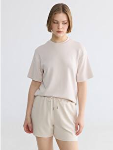 新品Sベージュ・F.C.R.B.x WINDANDSEA BIGLOGO TEE XSIDE Crew Neck Soft Touch Women's T-shirt - S6C204Z8-ZFV | LC Waikiki
