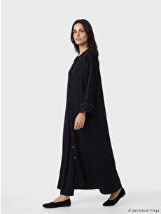 LCW Modest Crew Neck Oversize Crepe Women's Abaya - S6E689Z8-ZR1