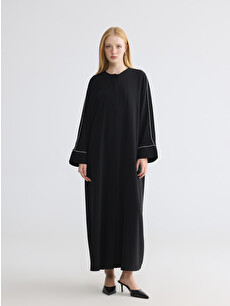 LCW Modest Crew Neck Oversize Crepe Women's Abaya - S6E689Z8-CVL