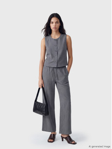 LCW Vision Elastic Waist Textured Women's Trousers - S6A800Z8-YUB