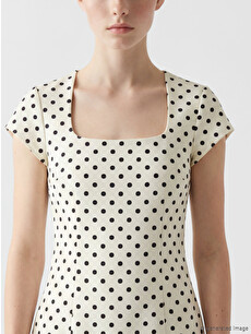 XSIDE Square Neck Polka Dot Mini Dress - S6P618Z8-LRA | LC Waikiki
