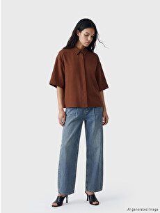 LCW Vision Oversize Dobby Women's Shirt - S6Q573Z8-CXL | LC Waikiki