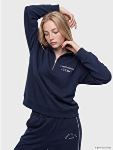 XSIDE Mock Neck Printed Oversize Women's Thick Sweatshirt