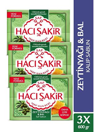 Hacı Şakir Zeytinyağı & Bal Saf Kalıp Sabun 4x150 gr x 3 Adet