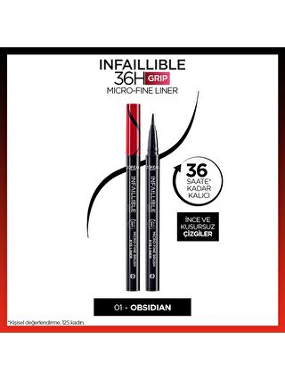 L'Oreal Paris Infaillible 36H Grip Micro Fine Eyeliner 01 Obsidian - Siyah