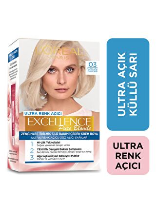 L'Oreal Paris Excellence Pure Blond Saç Boyası - 03 Ultra Açık Küllü Sarı