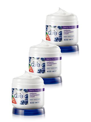 AVON Care Yaban Mersini ve Çilek Özlü El, Yüz ve Vücut Kremi - 400ml Üçlü Set