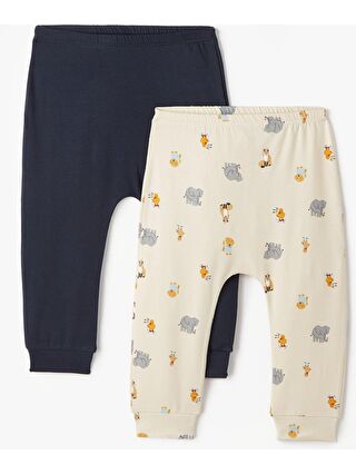 June Lacivert Beli Lastikli Erkek Bebek Pijama Alt 2'li