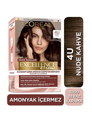 L'Oreal Paris Excellence Creme Nude Renkler Saç Boyası – 4U Nude Kahve