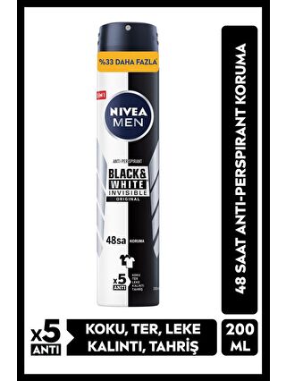 NIVEA Men Black&Whıte Invısıble Orıgınal Erkek Sprey Deodorant 200 ml