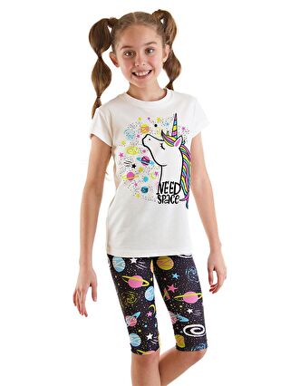 MSHB&G Karışık Uzayda Unicorn Kız Çocuk T-Shirt Tayt Takım