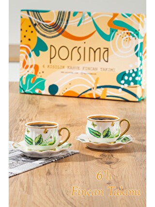 Porsima Beyaz Zenit Altın Yaldızlı 6 Kişilik Porselen Fincan Seti 12 ...