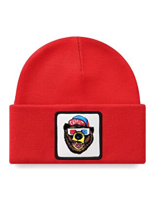 BlackBörk V1 Akrilik Ayı - 2BS Kod Logolu Unisex Kırmızı Bere (Beanie)