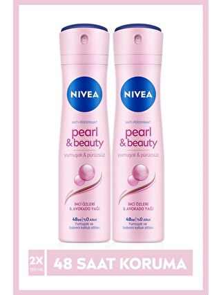 NIVEA Kadın Sprey Deodorant Pearl & Beauty 150 ml x2 Adet, 48 Saat Anti-Perspirant Koruma Ve Parfüm Etkisi