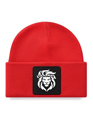 BlackBörk V1 Akrilik Aslan - 9 Kod Logolu Unisex Kırmızı Bere (Beanie)