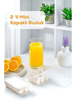 Porsima Pembe 16018 2 Li Bpa Içermez Plastik Kapaklı 16 Hazneli Mini Buz Kalıbı Sunum Buz Kalıbı Buzluk