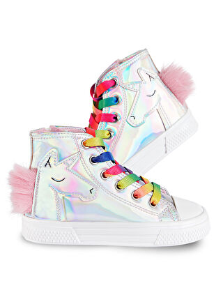 Denokids Gri Unicorn Hologramlı Kız Sneakers