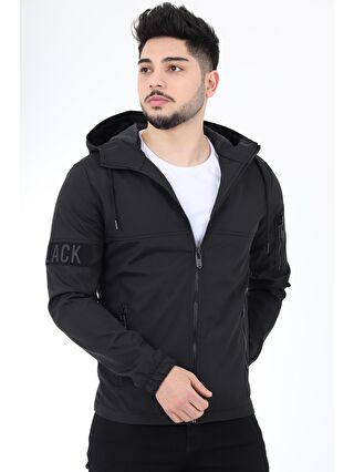 Stilkombin Siyah Black Parçalı Kapüşonlu Mevsimlik Mont PLDP 2907