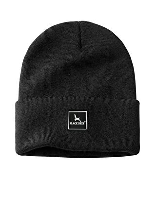 Black Deer Siyah Unisex Kışlık Bere Düz Logolu Yumuşak Triko Basic Akrilik Beanie