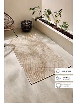 Ocean Home Textile Leke Tutmaz İç Dış Mekan Bej Renk Desenli Halı Kilim 80 x 150 cm