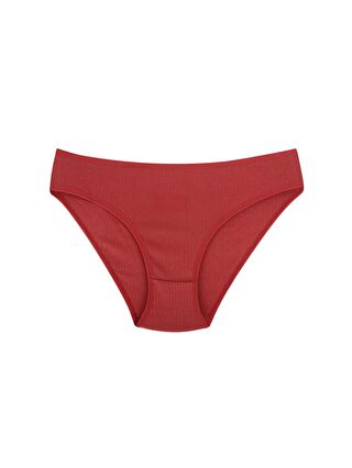 Kompedan Fitilli Ribana Pamuklu Esnek Rahat Slip Bikini Külot | Bordo 26000