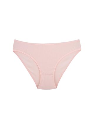 Kompedan Fitilli Ribana Pamuklu Esnek Rahat Slip Bikini Külot | Toz Pembe 26000