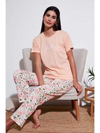 Lela Pembe Regular Fit Bisiklet Yaka Kısa Kollu Pijama Takımı 65770105