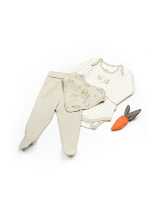 BabyCosy Organic Wear Ekru Bebek 3lü Set %100 Organik Pamuk, Bebek ve Yenidoğan Serisi - CSY5201