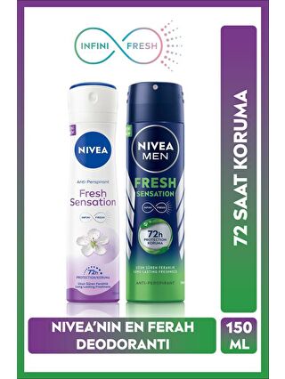 NIVEA Fresh Sensation Kadın Ve Erkek Sprey Deodorant 150 ml, 72 Saat Anti-Perspirant Koruma