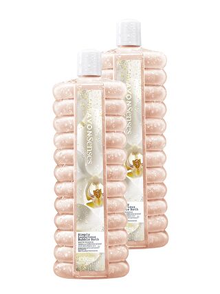 AVON Simply Luxurious Beyaz Şeftali ve Vanilya Orkide Kokulu Banyo Köpüğü 1 Lt. İkili Set